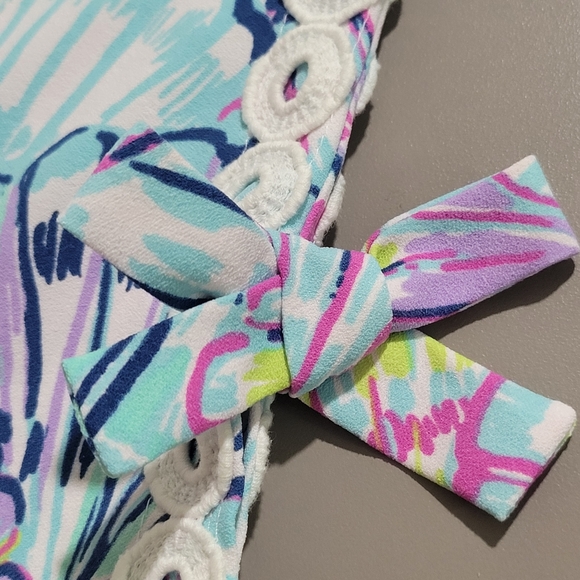 Lilly Pulitzer Stella Shell Print Crochet Sleeveless Shift Dress Size 0 Bows... - Picture 10 of 16